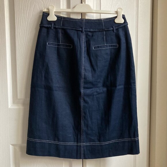 button up stretch linen skirt - Picture 3 of 8
